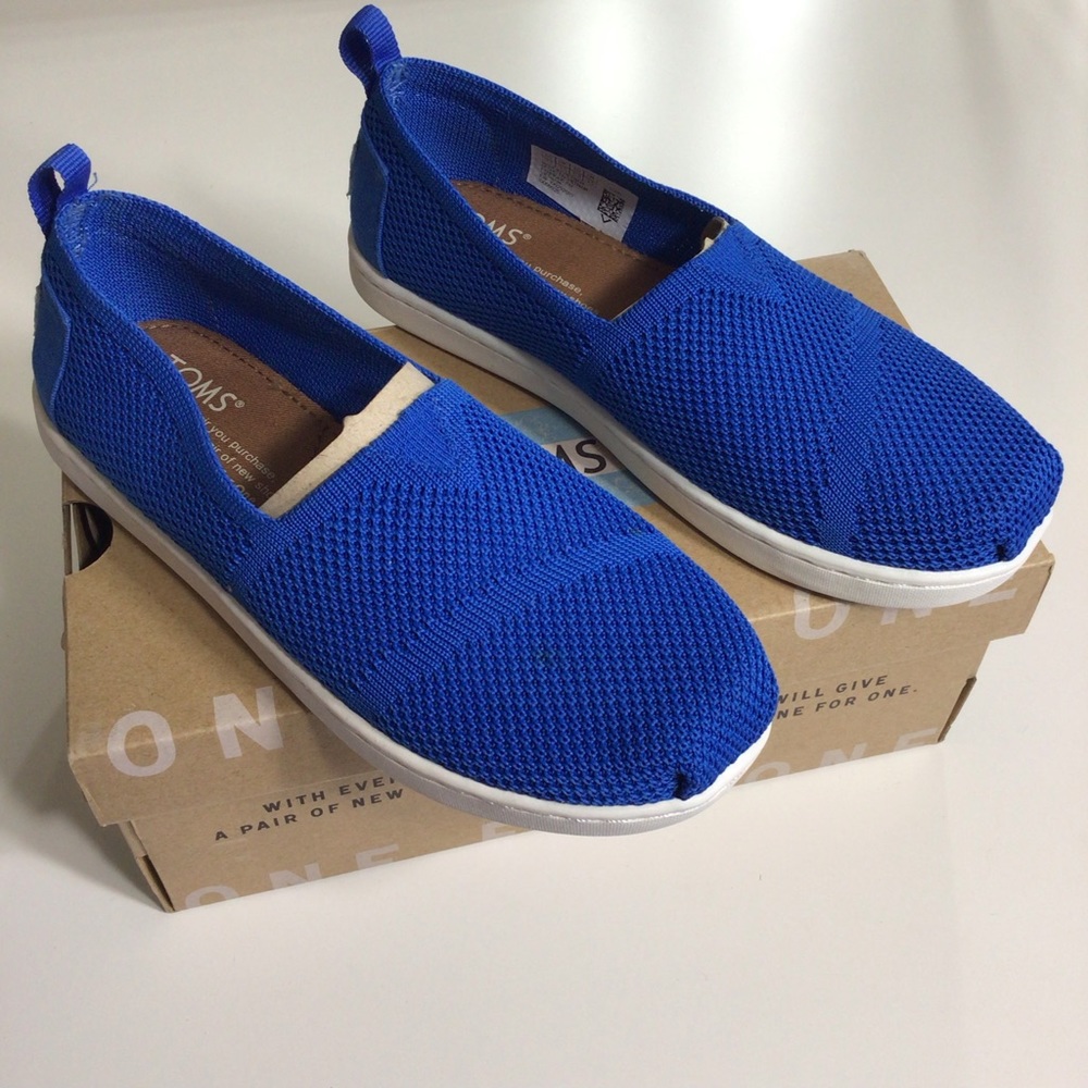 TOMS Girls Kids Knit Flats Size 13.5 Youth Cobalt Mesh